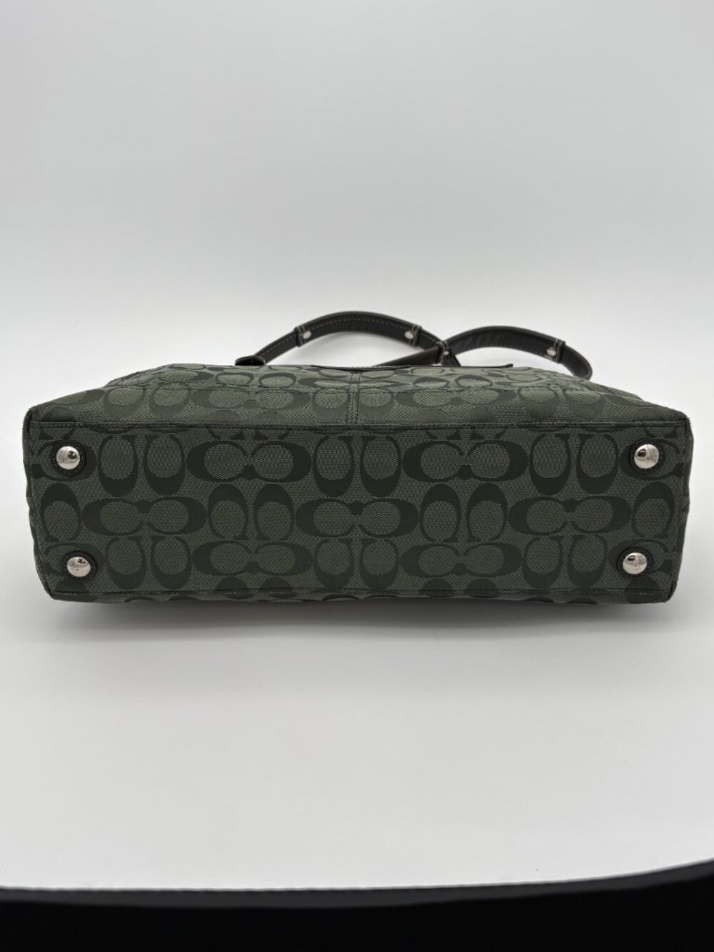 RARE Forest Green & Black Coach Penelope Signature Shopper Tote - Picture 8 of 14